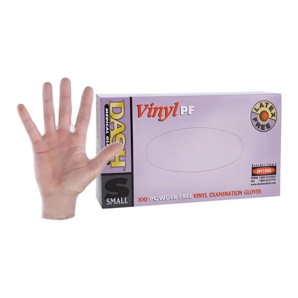 Dash Medical SPF100S Vinyl Gloves Powder Free Small 100/Bx Dash Medical SPF100S Vinyl Gloves Powder Free Small 100/Bx